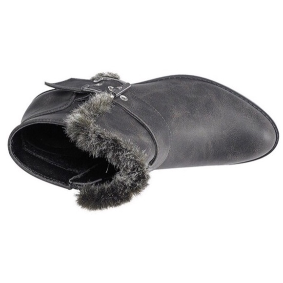 Rampage Buckle & Fur Trim Wedge Boot - Picture 4 of 8